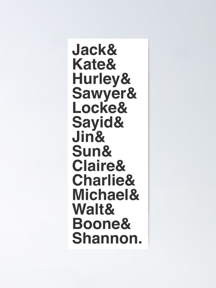 Lost Cast Characters Names Poster By Kristenriello Redbubble