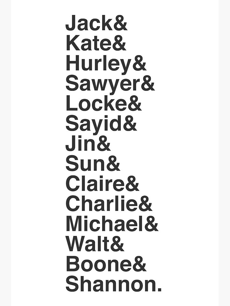 Lost Cast Characters Names Art Board Print By Kristenriello Redbubble