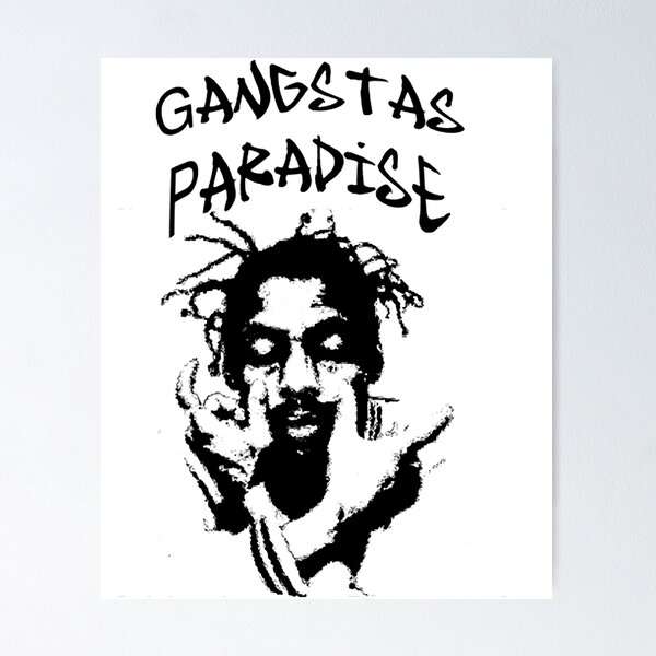 Coolio - Gangsta's Paradise // Lyrics // 90's // Rap // A3 // A4 // A5 /  Typography // Poster / Wall Art / Present / Print // Monochrome //