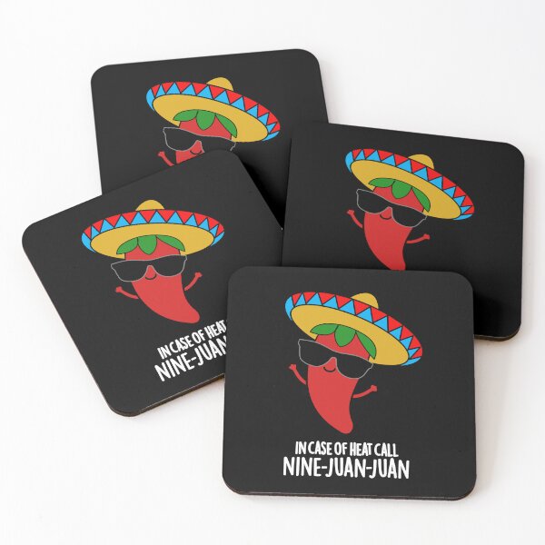 Item preview, In Case Of Heat Call Nine Juan Juan Funny Mexican Chili Puns (Dark BG) designed and sold by punnybone.