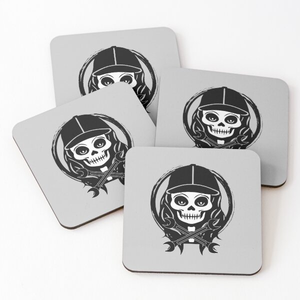 Item preview, Female Mechanic Skull and Spanners Crossed Tools Black Logo designed and sold by Nuletto.