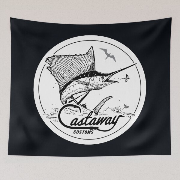 Item preview, Castaway Fishing Black and White designed and sold by ChristinasMess.