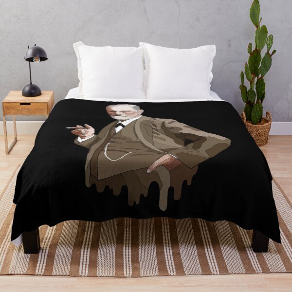 Illustration of Sigmund Freud - founder of psychoanalysis / psychology Throw Blanket