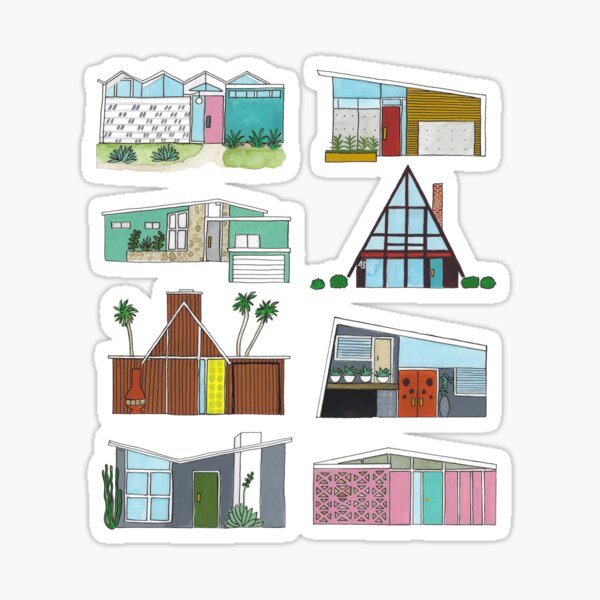 Moderne Häuser der Mitte des Jahrhunderts Sticker