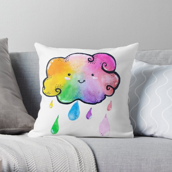 Rainbow Raincloud Throw Pillow