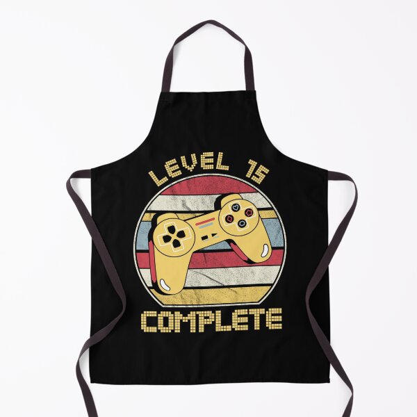 Item preview, Level 15 complete, video gamers ,15th anniversary, 15th birthday, funny gaming pun,celebration, vintage,70's palette, retro controller,  designed and sold by allycat57.