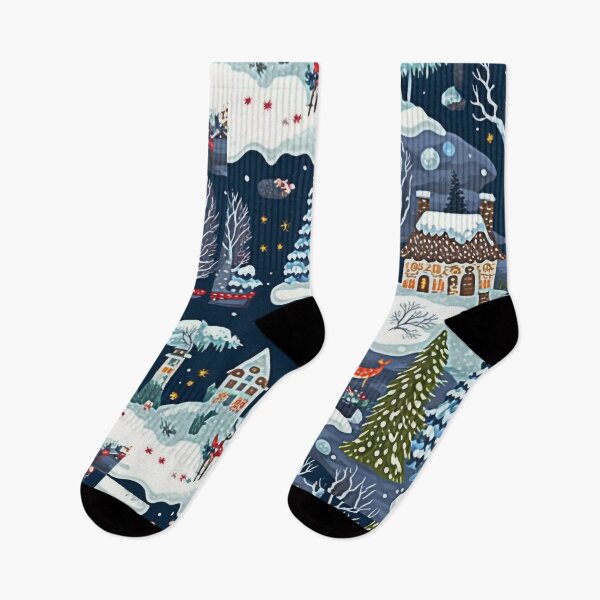 Item preview, UGLY CHRISTMAS WINTER WONDERLAND  SOCKS Midjourney AI Artwork designed and sold by davidjulie.