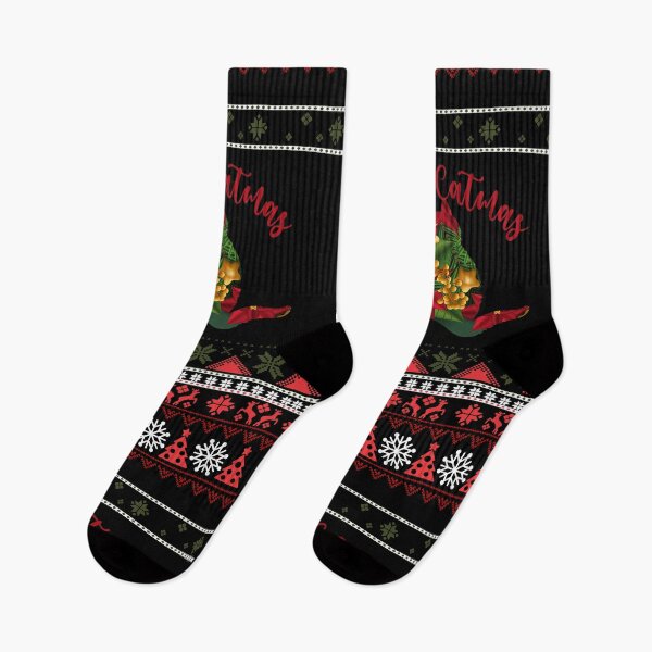 Item preview, Christmas Ugly T-Shirt Meowy Catmas Two Friendly Cats Hugging Christmas Greens Reds designed and sold by Hanlar.