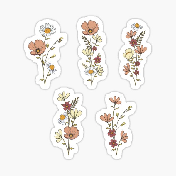 Daisy Sticker Sticker Bundle Sticker Shop Sticker Pack Flower Stickers  Hydro Flask Stickers Sticker Aesthetic BOHO Stickers 