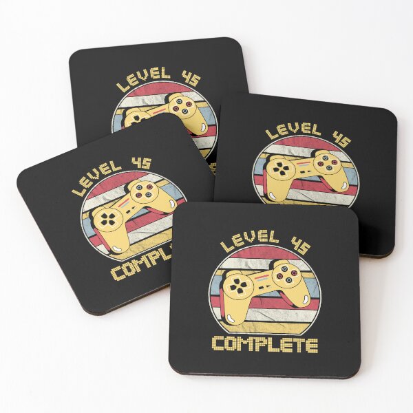 Item preview,  Level 45 complete, video gamers ,45th anniversary, 45th birthday, funny gaming pun,celebration, vintage,70's palette, retro controller,  designed and sold by allycat57.