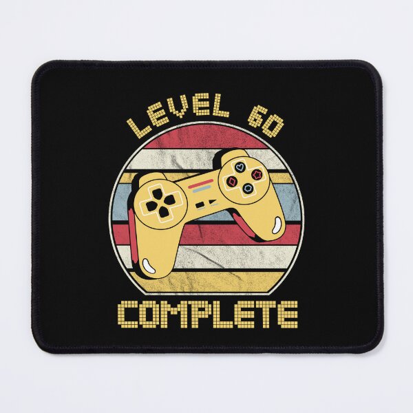 Item preview, Level 60 complete, video gamers ,60th anniversary, 60th birthday, funny gaming pun,celebration, vintage,70's palette, retro controller,  designed and sold by allycat57.