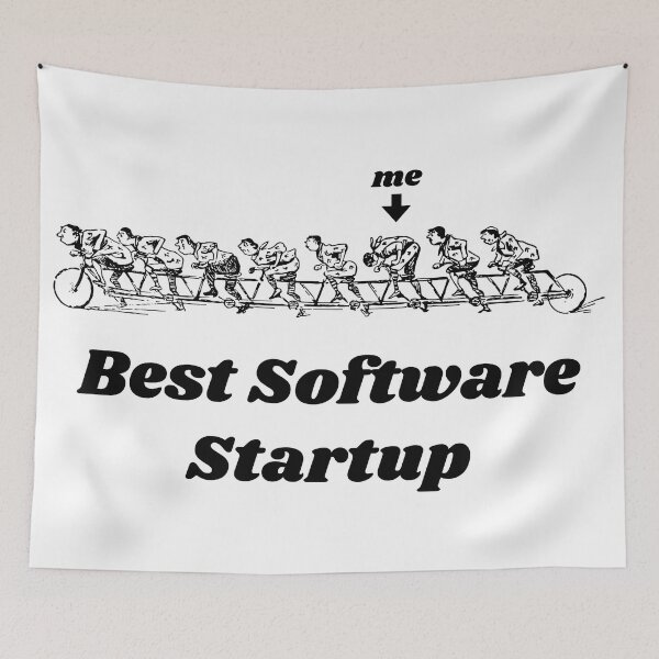 Item preview, 'Best Software Startup' Tandem Bicycle Design - Retro Illustration Design for T-shirts, mugs, phone cases and other accessories designed and sold by Ridiculam Toga.