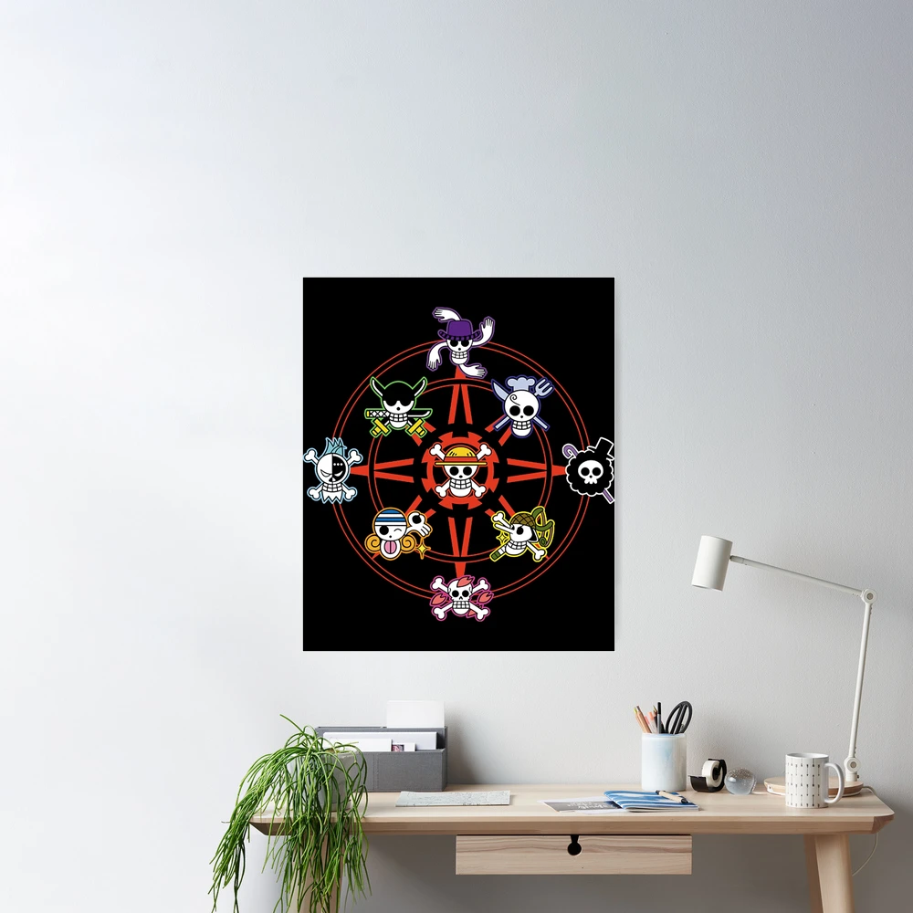 Póster for Sale con la obra «Todo el logotipo de la tripulación de los  Piratas del Sombrero de Paja» de ruthiea8hxsara