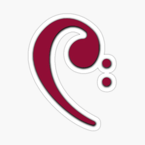 Maroon Bass Clef Sticker