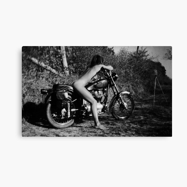 Item preview, Nude Black and White Woman on Motorcycle Photography designed and sold by HoneymoonHotel.