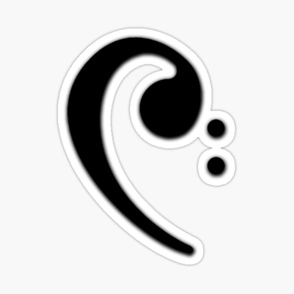 Black Bass Clef Sticker
