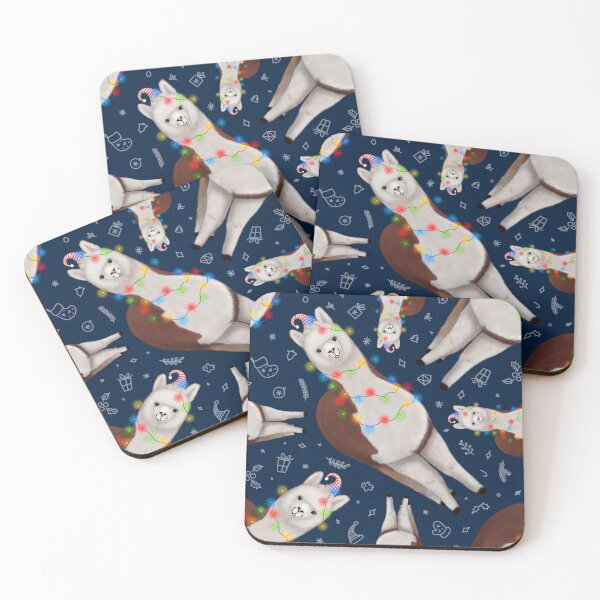 Item preview, Christmas alpaca with fairy lights and a hat - seamless pattern designed and sold by ILLUSTRATED TAILS.