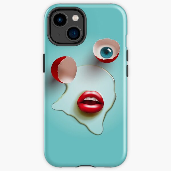 3d egg with red lips and blue eye iPhone Tough Case
