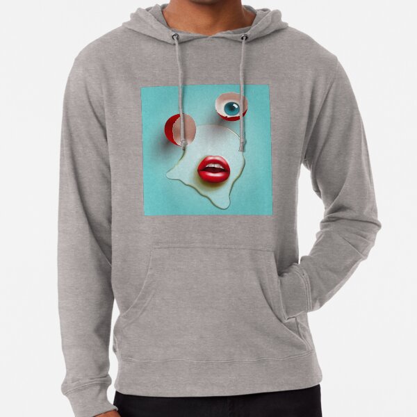 3d egg with red lips and blue eye Lightweight Hoodie