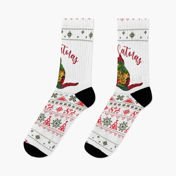 Item preview, Christmas Ugly T-Shirt Meowy Catmas Two Friendly Cats Hugging Christmas Greens Reds designed and sold by Hanlar.