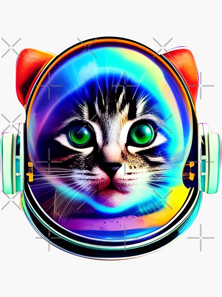 "Cute Astronaut space Kitty cat psychedelic colors" Sticker for Sale by Redbubble