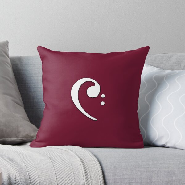 White Bass Clef Throw Pillow
