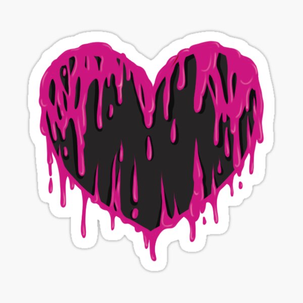 dripping love heart pink drawing sketch sticker Poster for Sale by mw2004