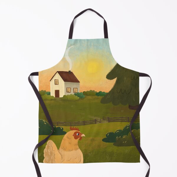 Item preview, chicken looking at the cottage during sunset designed and sold by Cynthiadoodlez.