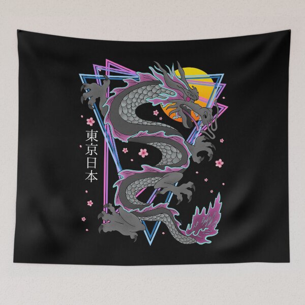Item preview, Japanese Tokyo Dragon Retro 80s Vaporwave Sakura designed and sold by gogo-jr.