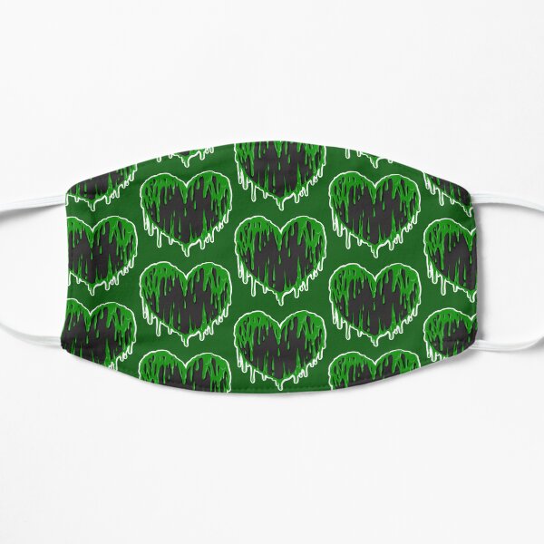 Drippin Hearts // Green Flat Mask