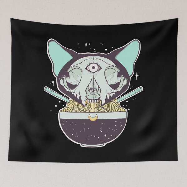 Item preview, Cat Skull Ramen Noodles Anime Artwork  designed and sold by anozieqaqaac.