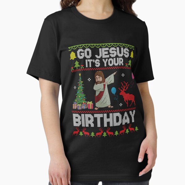 Item preview, Go Jesus It's Your Birthday Dabbing With Tree Reindeer Snow  designed and sold by Pinklivingston.