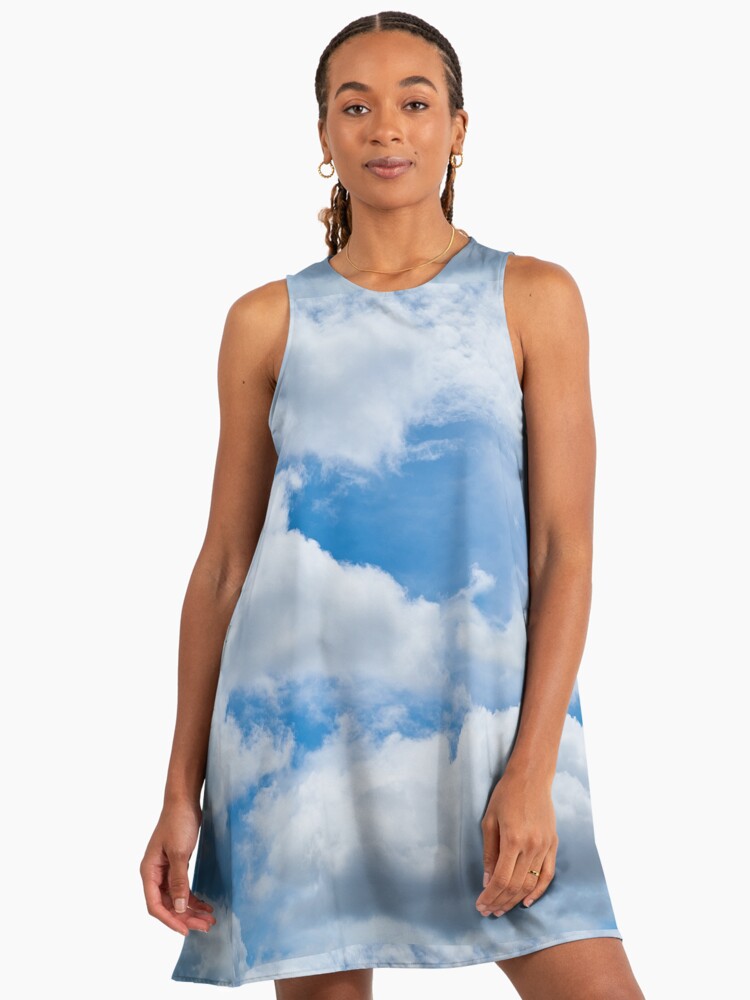 Cloudy Sky, Blue Sky With Fluffy Cumulous Clouds Sky A-Line Dress