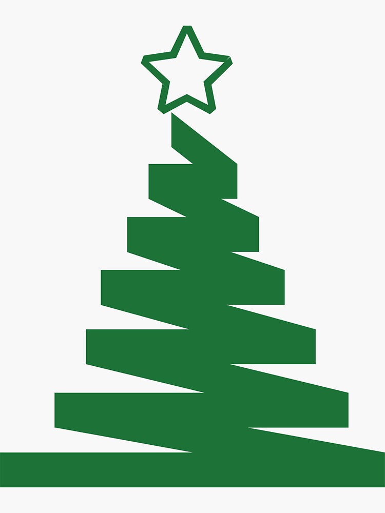 "Green Christmas Tree Ribbon Merry Holidays" Sticker for Sale by