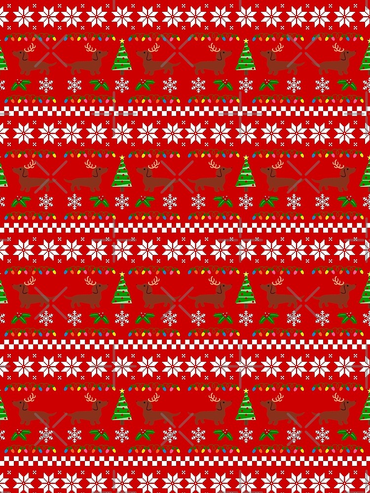 Red Smooth Haired Dachshund Christmas Antlers by HappyLabradors