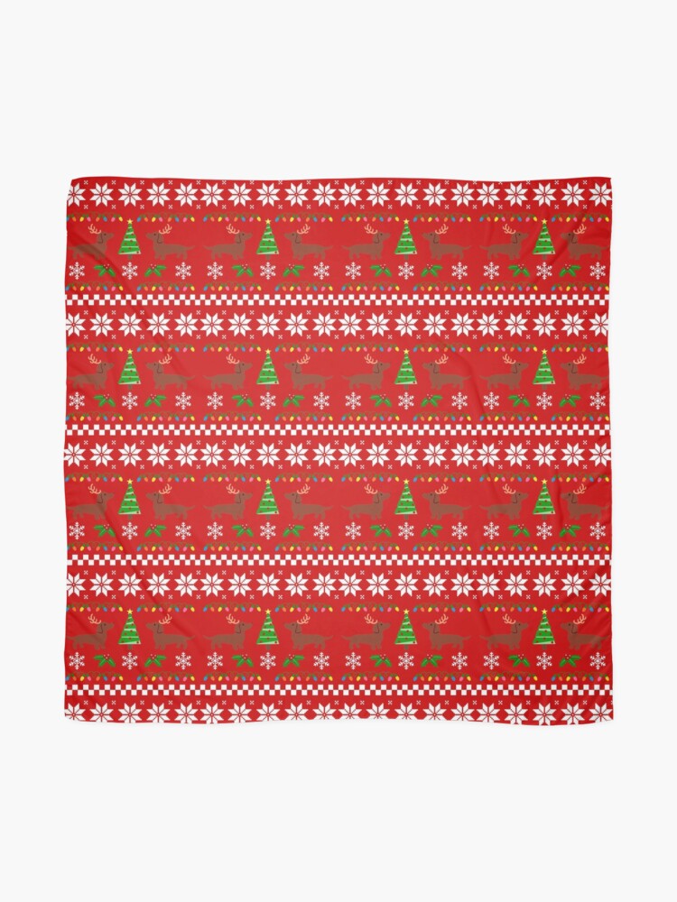 Alternate view of Red Smooth Haired Dachshund Christmas Antlers Scarf