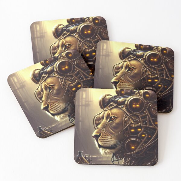 Item preview, Dystopian Wasteland Cyborg Lion designed and sold by ZenEverAI.