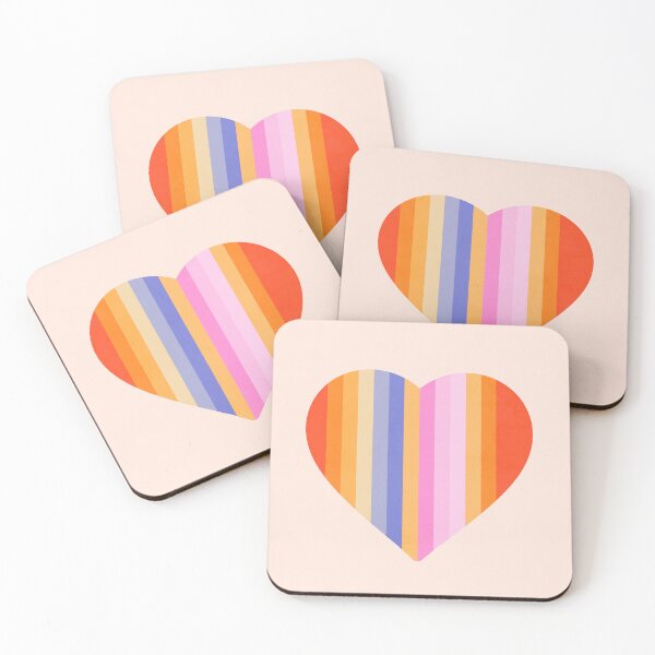 Item preview, Retro Rainbow Heart with vertical stripes on blush designed and sold by Dominiquevari.