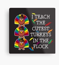 Funny and Cute Teacher Thanksgiving T-shirt Metal Print