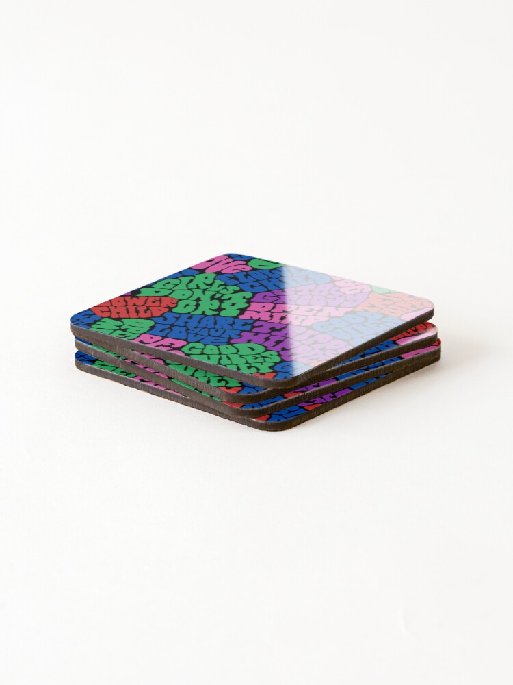 Thumbnail 4 of 5, Coasters (Set of 4), Groovy Lettering Seamless Pattern designed and sold by CreativeMagi.