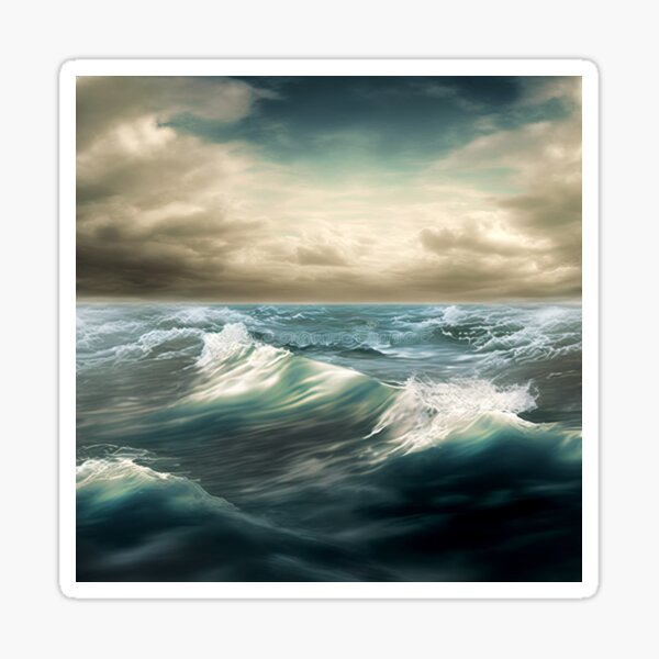 Undulating ocean waves stylized graphic, deep aqua blue with