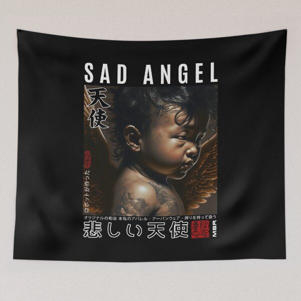 Item preview, Sad Angel | Renaissance Cute Cherub Angel With Wings – Japanese Tattooed Baby Angel Cherub designed and sold by MadeByRobots.
