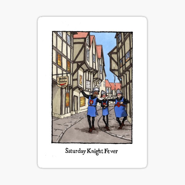 Vista previa del artículo con la obra «Saturday Knight Fever - Humor medieval», diseñado y vendido por MNoblestudio.