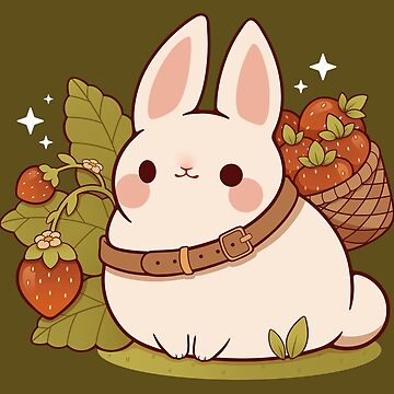 Strawberry picking bunny Sticker for Sale by Rihnlin