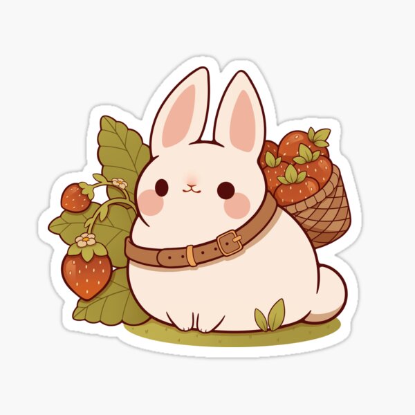 Cute Strawberry Bunny Sticker Sheet | Sticker