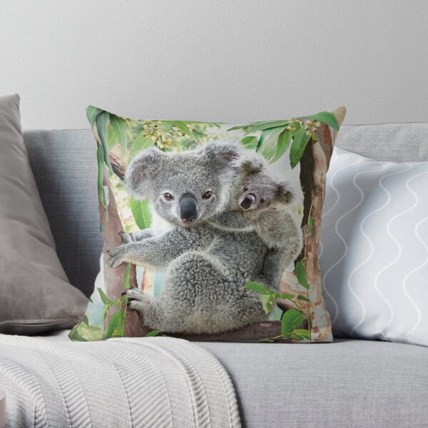 Koala Cuddles Throw Pillow