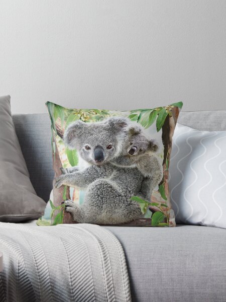 Koala Cuddles Throw Pillow