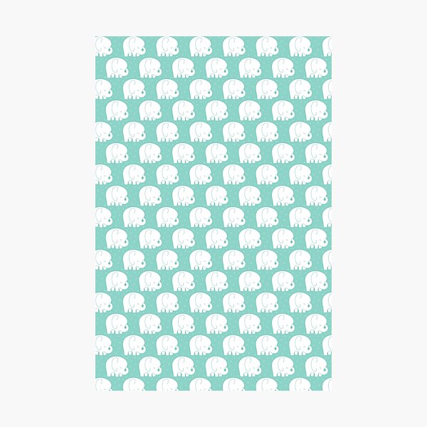 mod baby elephants mint Photographic Print