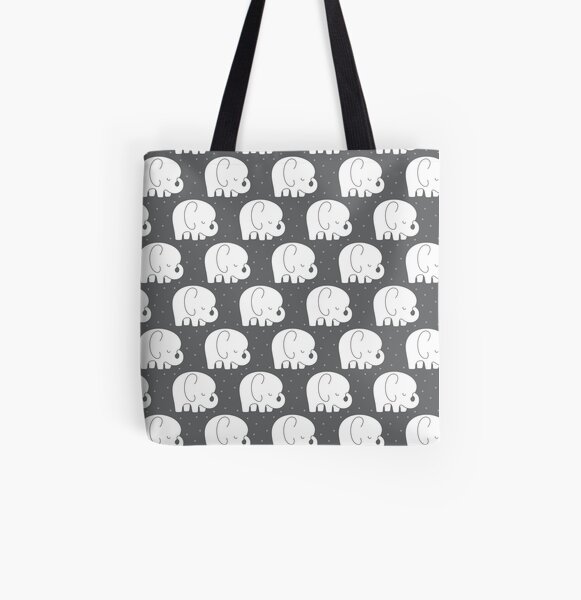 mod baby elephants grey All Over Print Tote Bag
