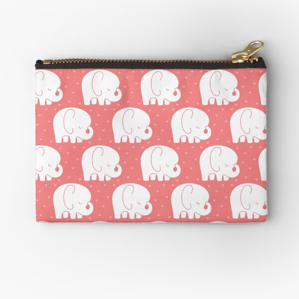 mod baby elephants coral Zipper Pouch